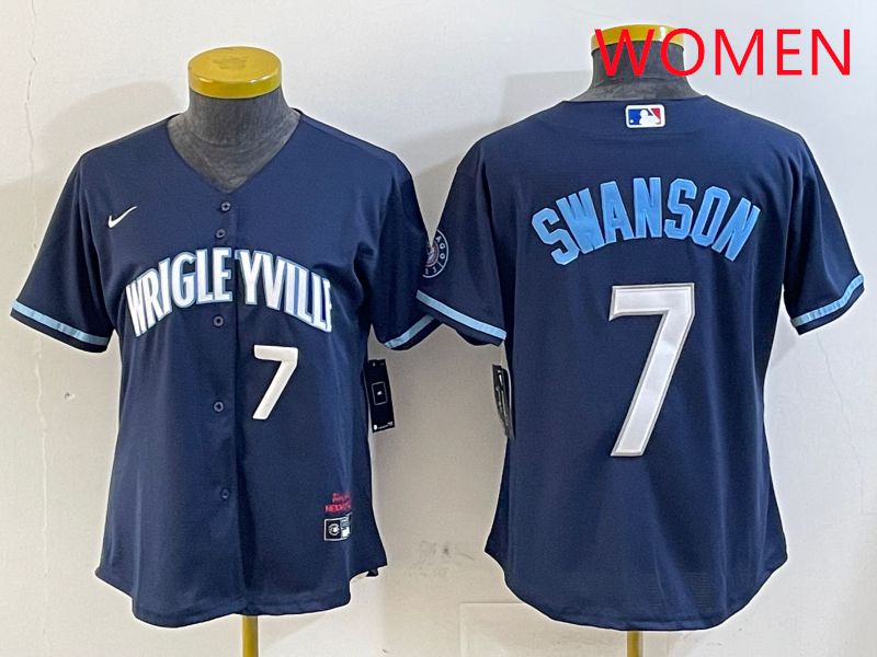 Women Chicago Cubs #7 Swanson Blue City Edition Game 2025 Nike MLB Jersey style 6->women mlb jersey->Women Jersey